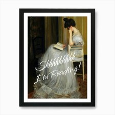 Listing image for Reading nook decor, vintage altered Framed Wall Art Poster Canvas Print Picture