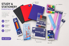 Listing image for Exam Revision Study Kit | Maths Set Flash Cards Pens Highlighters Stationery Bun