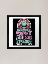 Listing image for Support Your Local Library Reading Framed Wall Art Poster Canvas Print Picture
