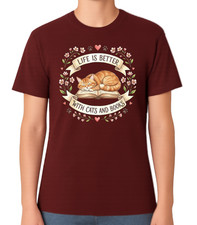 Listing image for Life Is Better With Cats and Books Unisex Graphic T-Shirt Book Lover Tee