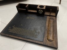 Listing image for Luxury Executive Wooden Desk Organizer Set with Leather Pad & Clock