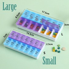 Listing image for Large 14 Slots AM PM Weekly Pill Box Colourful Tablet Storage Case Medicine UK