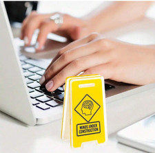 Listing image for Mind Under Construction Acrylic Desk Sign - Humorous Office Decor, Secret Santa