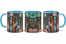 Listing image for Vintage floral book themed coffee mug - Book lover gift idea 11oz mug