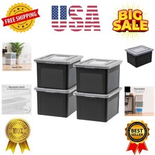 Listing image for File Box, Plastic File Organizer with Lids for Letter/Legal File, Portable Do...