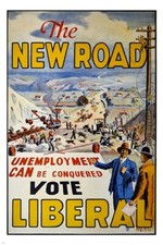 Listing image for 1929 british ad poster touting LIBERAL PROGRESSIVE IDEAS the new road 20x30