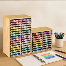 Listing image for Marker Bamboo Organizer Storage Box with 18/32 Compartments Desktop Organizer