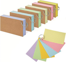 Listing image for 300PCS A7 Ruled Flash Cards 12.7x7.6cm with 6 Rings Color Study Set Pack UK