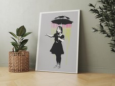 Listing image for Banksy Umbrella Girl (Nola) - Canvas -Framed or Just Print Available