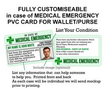 Listing image for NHS Number Card Medical Emergency ID Card For Wallet Purse QUALITY PRINT ON PVC