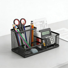 Listing image for Metal Mesh Desk Organiser Stationery Pen Pencil Holder Tidy Storage Office Home