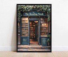 Listing image for Vintage Book Shop print. Reading Nook Poster. Bookish Library Decor Wall Art.