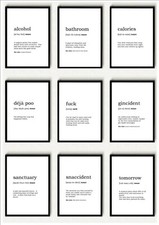 Listing image for Word Definition Prints Dictionary Typography Wall Art Picture Funny Quote Poster