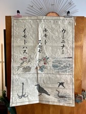 Listing image for Rare 1904-1909 Japanese Woodblock Classroom Poster - Meiji Era Literacy Chart